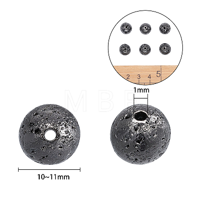 Electroplated Natural Lava Rock Beads G-NB0001-91C-1