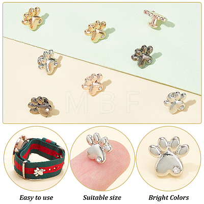   8Pcs 4 Colors Alloy Cat Claw Print Watch Band Studs MOBA-PH0001-11-1
