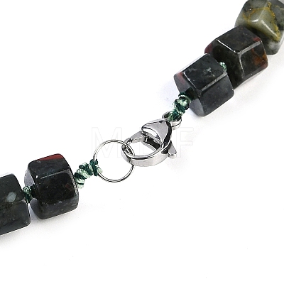 Natural Bloodstone Hexagon Prism Graduated Beaded Necklaces for Women Men NJEW-K388-03Q-1