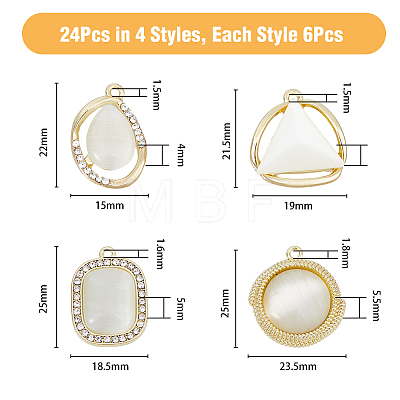 24Pcs 4 Styles Alloy Pendants FIND-DC0002-99-1