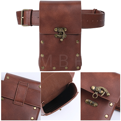 Woman's PU Leather Outdoors Cell phone Waist Bag AJEW-WH0504-39A-1