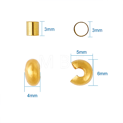 Brass Crimp Beads Covers and Crimp Beads KK-TA0007-03-1