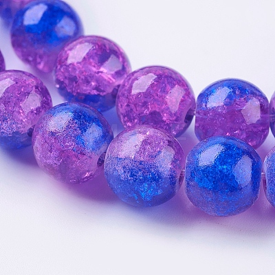 Two Tone Crackle Glass Bead Strands X-CCG-I001-08-1