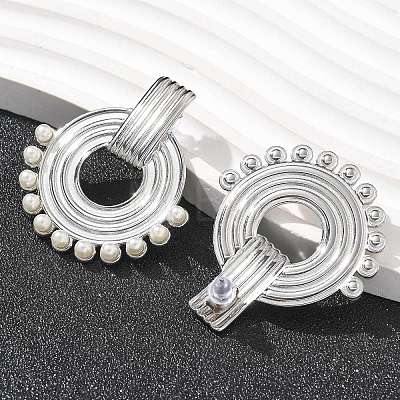 304 Stainless Steel ABS Imitation Pearl Stud Earrings EJEW-M069-02P-1