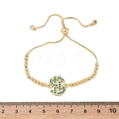Brass Micro Pave Cubic Zirconia Slider Bracelets KK-H279-14G-01-1