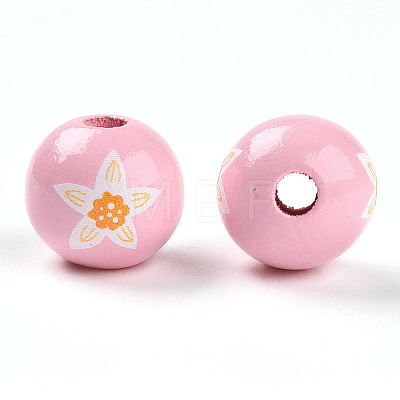 Easter Theme Printed Wood Beads WOOD-T032-22U-1