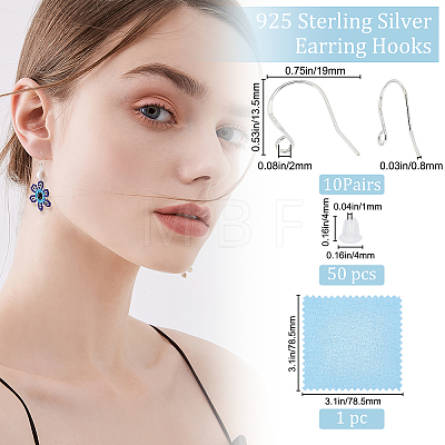 10 Pairs 925 Sterling Silver Earring Hooks STER-BBC0001-36-1