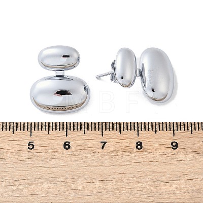 304 Stainless Steel Oval Stud Earrings EJEW-M073-08P-1