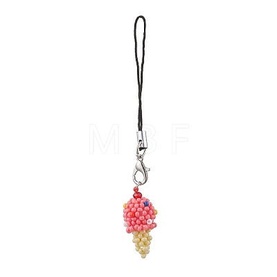 Glass Beaded Ice Cream Pendant Decorations HJEW-MZ00179-01-1