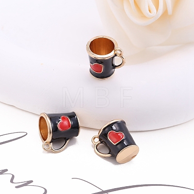 Alloy Enamel Mug Cup with Heart Miniature Ornaments PW-WG9EB43-01-1