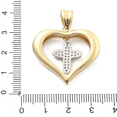 Rack Plating Brass with Cubic Zirconia Pendants KK-Q017-10A-G-1