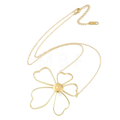 Ion Plating(IP) 304 Stainless Steel Cable Chain Flower Pendant Necklaces for Women NJEW-K276-02G-1