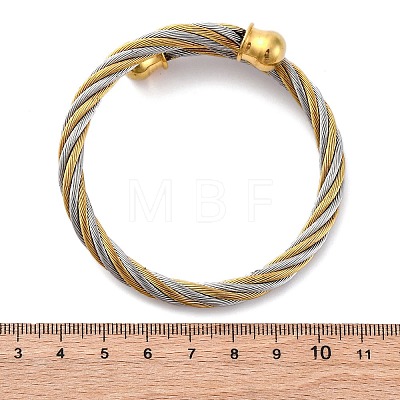 304 Stainless Steel Torque Bangles for Women BJEW-P310-10GP-1