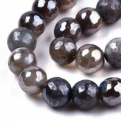 Electroplate Natural Agate Beads Strands G-T131-55-25-1
