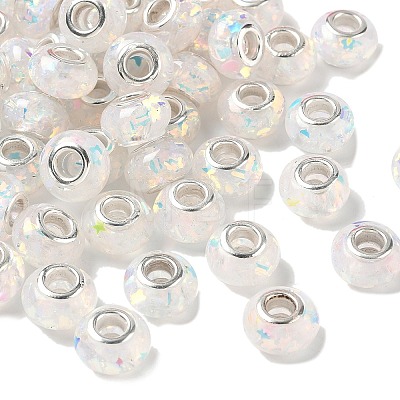 Transparent Resin Rondelle European Beads RESI-S023-02-1