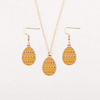 Easter Egg Alloy Enamel Pendant Necklace & Dangle Earrings Sets FS-WG38758-08-1