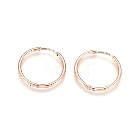 304 Stainless Steel Huggie Hoop Earrings EJEW-G272-02-20mm-RG-1