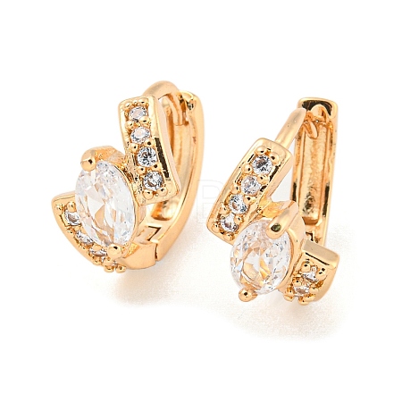 Brass Micro Pave Clear Cubic Zirconia Hoop Earrings EJEW-A107-02A-KCG-1