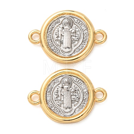 Religion Two Tone Brass Saint Benedict Medal Links Connector Charms KK-B197-02G-1