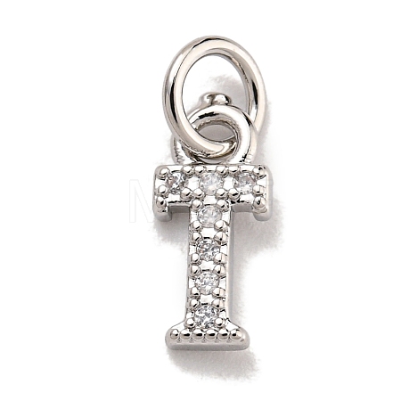 Initial Letter Brass with Cubic Zirconia Charms KK-Q814-26T-P-1