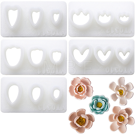 5Pcs 5 Styles Petal Resin Clay Cutters DIY-CP0010-35-1