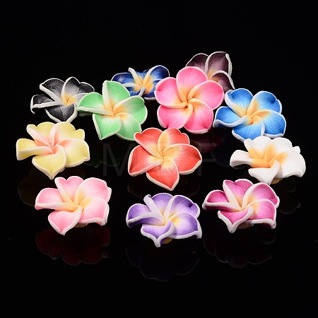Handmade Polymer Clay 3D Flower Plumeria Beads CLAY-Q192-15mm-M-1