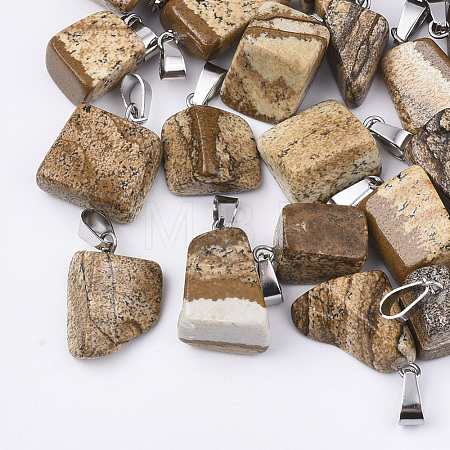 Natural Picture Jasper Pendants G-Q996-07-1