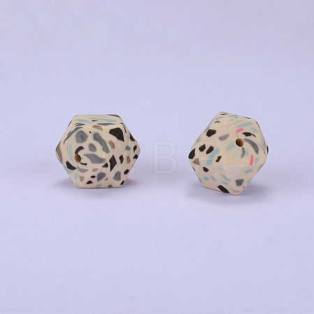 Colorful Pattern Printed Silicone Focal Beads LS-SI-JX0022A-16-1