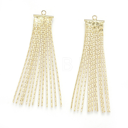 Brass Boston Link Chain Tassel Pendants X-KK-S348-171-1