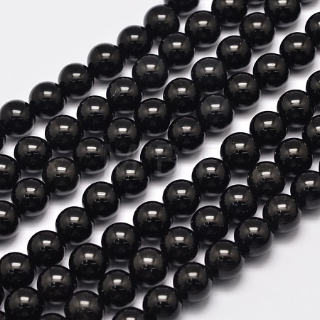 Natural Eyeless Obsidian Beads Strands G-K123-06-6mm-1