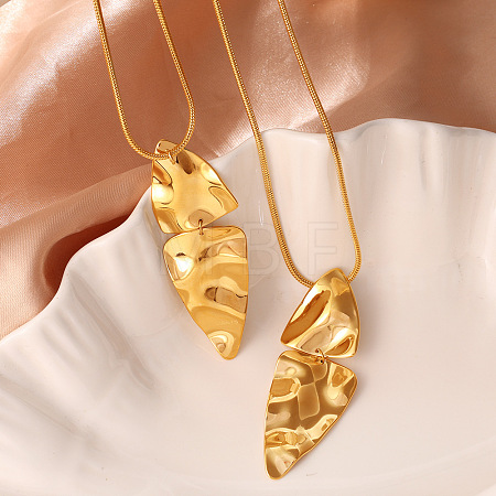 304 Stainless Steel Textured Leaf Pendant Long Necklaces WGDFF54-02-1