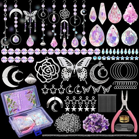 350Pcs DIY Glass Crystal Sun Catcher Hanging Decoration Sets PW-WG65588-01-1