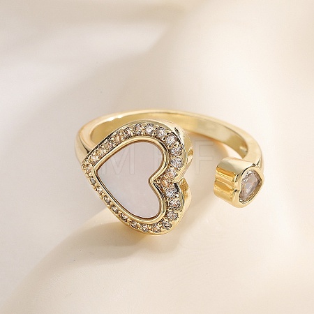 Brass Micro Pave Cubic Zirconia Open Cuff Rings for Women LS-RJEW-K308-03B-G-1