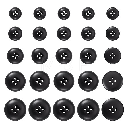 25Pcs 5 Styles 4-Hole Resin Buttons BUTT-TA0001-49-1