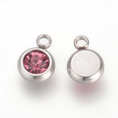 201 Stainless Steel Rhinestone Charms X-STAS-S068-10-1