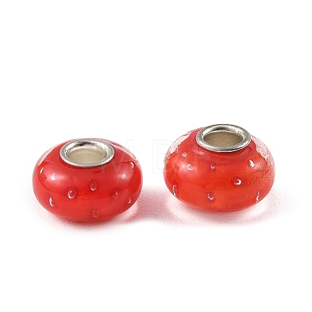 Lampwork & Brass Core European Beads LAMP-P019-01P-24-1