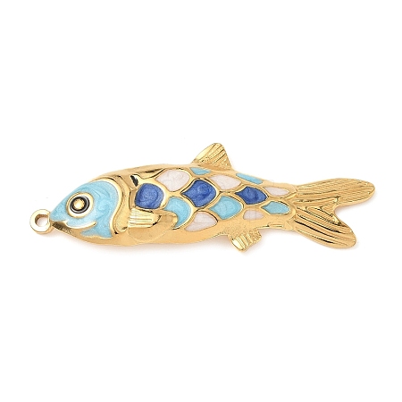 304 Stainless Steel Enamel Big Pendants X-STAS-L026-07G-01-1