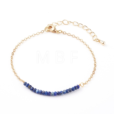 August Birthstone Natural Lapis Lazuli Beaded Bracelets BJEW-JB06092-08-1