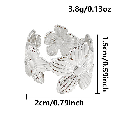 304 Stainless Steel Cuff Open Rings for Women KF1172-1-1