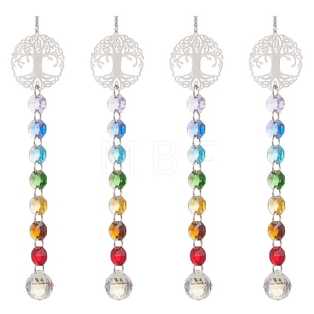 Glass Teardrop Window Hanging Suncatchers HJEW-JM00934-1