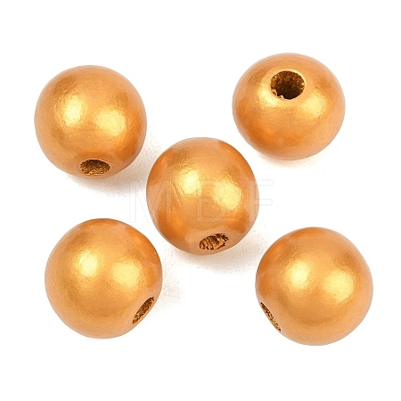 Spray Painted Wood European Beads WOOD-G029-08B-1
