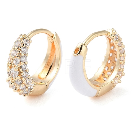 Brass Micro Pave Clear Cubic Zirconia Hoop Earrings for Women LS-EJEW-S234-07G-02-1