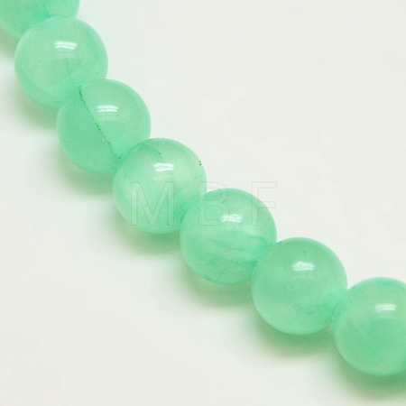 Dyed Natural Green Jade Beads Strands X-JBS053-6MM-27-1
