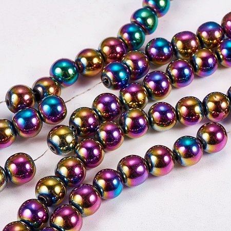 Electroplate Non-magnetic Synthetic Hematite Beads Strands X-G-J169A-8mm-05-1