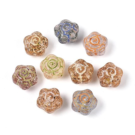 Picasso Baking Paint and Golden Metal Enlaced Glass Beads DGLA-T004-47M-1