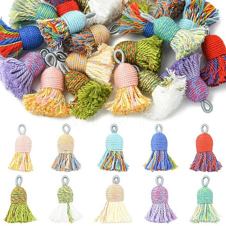 10Pcs 10 Colors Cotton Tassel Pendants FIND-YW0011-74-1