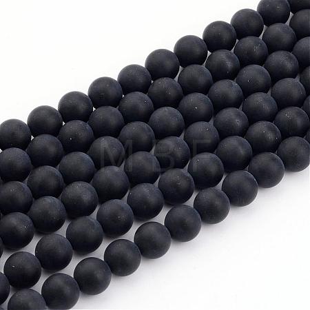 Dyed & Heated Natural Black Agate Bead Strands G-H056-4mm-1