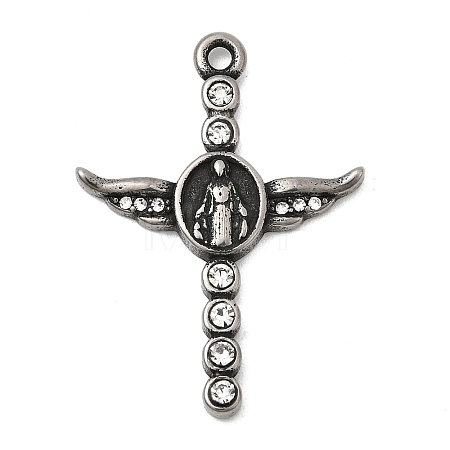 Religion 304 Stainless Steel with Rhinestone Pendants STAS-Z179-09AS-1