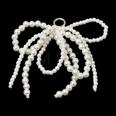Bowknot Plastic Imitation Pearl Beads Shoe Charms AJEW-XCP0003-50-1