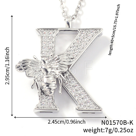 Brass Micro Pave Clear Cubic Zirconia Pendant Necklaces FS-WG7BC7F-09-1